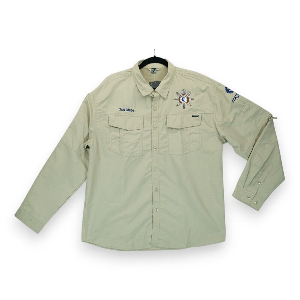 NWT TACVASEN Men's Breathable Quick Dry UV Protection Solid‎ Long Sleeve Large